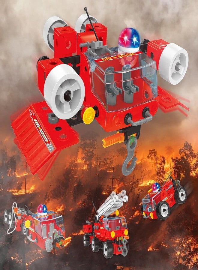EXOMOON 7 in 1 STEM Toys for 3 4 5 6 7 Year Old 159PCS Fire Truck Toy for Kids Educational Science Kits for Boys Age 5-7 6-8 Engineering Learning Toys - Image 4